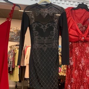 MissMoi Mini Mesh Black Dress with Bedazzling
